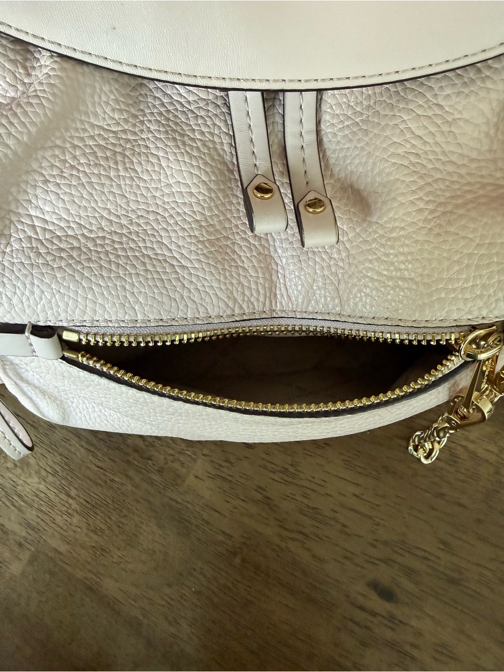 Michael Kors Pale Pink Leather Backpack with Gold Chain Detail - Picture 12 of 14